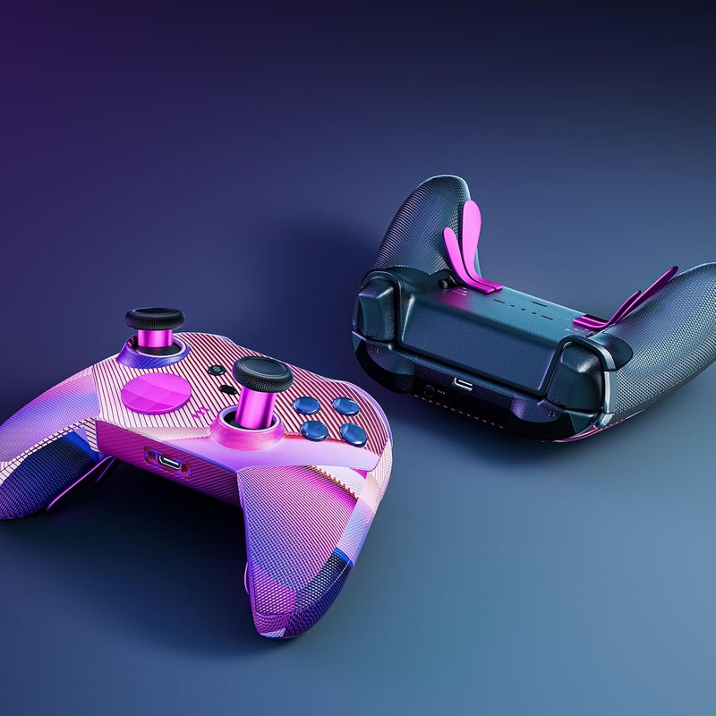 ZAPOLEX 14-in-1 Controller Accessories Kit Compatible with Xbox Elite Series 2, 6 Premium Metal Thumbsticks, Swap Joysticks, 4 Interchangeable Paddles, 2 D-Pads, 1 Tool & 1 Storage Bag (Magenta) - Image 4